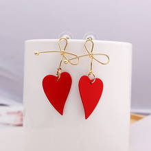 Fashion Gold Color Heart Geometric Drop Earring for Women Brincos Vintage Red Green Yellow Earring 2020 Irregular Korean Jewelry 2024 - buy cheap