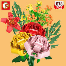 SEMBO-Kit de construcción de ramo de flores para niñas, juego de bloques de construcción con diseño romántico de plantas de jardín, bricolaje, regalo de vacaciones 2024 - compra barato