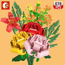 SEMBO Ideas MOC Kit Romantic Flower Bouquet Building Blocks Expert Garden Plant Bricks Diy Assembly Toys Holiday Gift For Girls 2024 - buy cheap