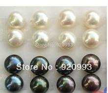 Libre P & P ** al por mayor, Natural> 8 pares de joyería de 8-9MM, Mar del Sur, pendientes de perlas blancas y negras al por mayor 2024 - compra barato