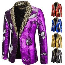 gold blue black red  purple Sequins Jacket coat Blazer Nightclub Bar DJ Singer Prom wedding party Outerwear Costumes 2024 - buy cheap