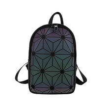 NEW Women Backpack Luminous Geometric Plaid Sequin Female Backpacks For Teenage Girls Bagpack Ladies Shoulder Bag 2024 - buy cheap