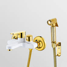 Bidet Shower Faucet Gold and White Brass Toilet Bidet Taps Muslim Ducha Higienica Hot and Cold Water Mixer Tap Bathroom Faucets 2024 - buy cheap