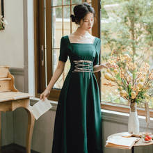 Traje retrô medieval de renascentista, vestido longo feminino com gola quadrada, elegante, vestido vitoriano, retrô, para halloween 2024 - compre barato
