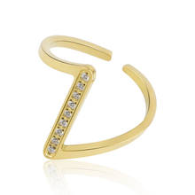 Unique Design Curved Ring Inlaid With 9 Zircons Stainless Steel Fashion Jewelry Gold Color Ring For Women Gifts Anillos Mujer 2024 - buy cheap