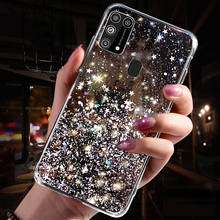 Capa de celular diamante com estrela e glitter, capinha transparente para samsung galaxy m30s m31 m31s m51 2024 - compre barato