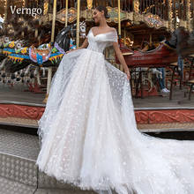 Verngo Elegant A Line Off the Shoulder Wedding Dress With Detachable Train Lace Pearls Short Sleeves 2021 Pricess Bridal Gowns 2024 - buy cheap