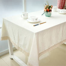 Mantel decorativo de encaje, Mantel de lino blanco, Rectangular, cubierta de Mesa de comedor 2024 - compra barato