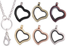 10Pcs Vintage Plain Heart Love Shaped Glass Memory Living Locket Pendant Necklaces For Women Party Gift Jewelry Making Supplies 2024 - buy cheap