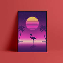 Canvas Print Painting Wall Flamingo Retrowave Synthwave Art Posters Modular Cuadros Home Decor Picture Living Room Frame 2024 - buy cheap