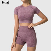 Nessaj  Women 2Pcs Sport Seamless Set Female Sleeveless Tank Top Bra Fitness High Waist Shorts Running Gym Sports Clothes Suit 2024 - buy cheap
