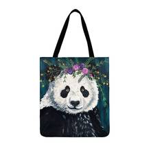 Ladies Shoulder Bag Shopping Bag Floral Panda Oil Painting Print Tote Bag For Women Casual Tote Outdoor Beach Bags Women Handbag 2024 - buy cheap
