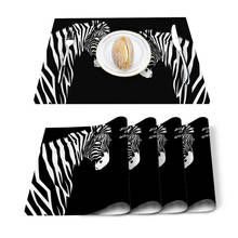 Nordic Zebra Black White Animal Printed Cotton Linen Kitchen Placemat Dining Table Mat Coaster Pads Cup Mats Home Decor 2024 - buy cheap