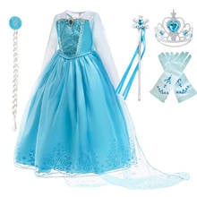 Disfraz de princesa de la Reina de la nieve para niños, vestido de Elsa con capa, conjunto de ropa para fiesta de cumpleaños, Navidad y Carnaval 2024 - compra barato