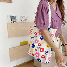 Женская тканевая сумка через плечо 2020, цветная женская сумка из эко-ткани с цветочным узором, хозяйственные сумки из хлопка, сумка-тоут на молнии для девочек 2024 - купить недорого