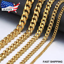 3/5/7mm Stainless Steel Necklace for Men Women Gold Black Silver Color Necklace Curb Link Chains Men Fashion Jewelry Gifts LKN12 2024 - buy cheap