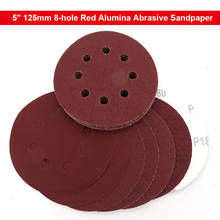 5 Inch 125mm 8-Holes Hook Loop Sanding Discs Red Aluminum Oxide Dry Sandpaper 40 to 2000 Grit for Wood Metal Polishing Grindin 2024 - buy cheap