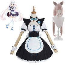 Anime Nekopara Chocola Cosplay Costume Full Sets Wig Cute Sexy Cat Vanilla Lolita Maid Dress Cosplay Game Costumes C138M75 2024 - buy cheap
