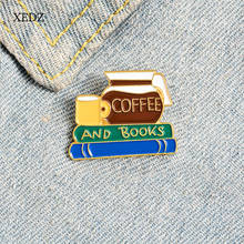 XEDZ Cartoon color book coffee cup honey enamel pin male and female metal badge punk clothes lapel brooch gift 2024 - buy cheap