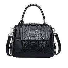 Famous snake pattern Genuine leather handbag first layer cowhide Leather Female all-match Tote bag shoulder messenger bag women 2024 - buy cheap