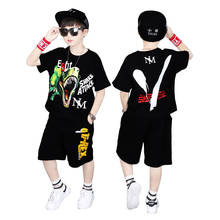 Летние спортивные костюмы для мальчиков, футболка-динозавр + штаны для мальчиков, детские спортивные комплекты для мальчиков 6, 8, 10, 12 лет 2024 - купить недорого