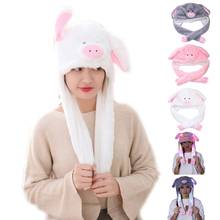 Lovely Cartoon Pig Animal Plush Hat Winter Warm Headgear Cap 3D Ears Funny Stuffed Headwear Cosplay Costume Party Photo M6CD 2024 - buy cheap