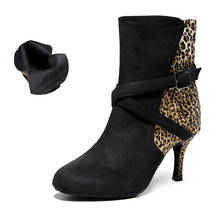 Sapatos de dança leopardo feminino, salão alto moderno para festa, sola macia preta 2024 - compre barato