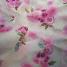 Rose Printed Chiffon Soft Fabric 30D Silky Scarf Flowing Dress Thin Yarn Decorative DIY Sewing Fabric 2024 - buy cheap