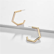 ZWPON-pendientes de aro geométricos dorados para mujer, aretes hexagonales polígonos, joyería al por mayor 2024 - compra barato