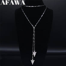 2022 Rrrow Stainless Steel Long Necklace Women Silver Color Chain Boho Necklaces Pendants Jewelry kettingen voor vrouwen N20331 2024 - buy cheap