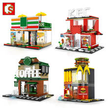 Sembo Block Mini City Street Scene  Retail Store Miniature Building Block Coffee Fast Food Apple 3D Model Brick Toy for Children 2024 - buy cheap