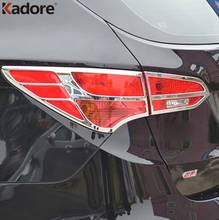 Embellecedor de cubierta de lámpara de luz trasera para coche, embellecedor de marco de luz trasera cromado ABS, accesorios de estilo de coche, 4 piezas, para Hyundai Santa Fe 2013 2014 2024 - compra barato