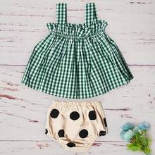 Baby Girl Fashion Summer Clothes Suit Children Clothing 2019 Summer Baby Plaid Sleeveless Top Bubble Pants Shorts For Newborn 2024 - buy cheap