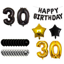 Globos de aluminio de helio para bebés y niños, cartel de cristal dorado y negro, número para fiesta de cumpleaños, 18 y 30 años 2024 - compra barato