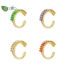 1PC Clip Earrings Brass/24k Gold-Plated White\Orange\Green\Purple Earrings For Women Retro Crystal Trend Ear Clip Fine Jewelry 2024 - buy cheap