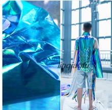 Синее водонепроницаемое покрытие Лазерная Иллюзия ткань кожаная одежда ткань Водонепроницаемый Креативный дизайн лазерная ткань для одежды 2024 - купить недорого