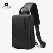 OZUKO Expandable Men Crossbody Bags Multifunction USB Charging Chest Pack Messengers Male Waterproof Shoulder Chest Bag 2020 NEW 2024 - купить недорого