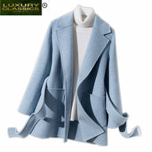 Coat Natural 100% Wool Female Long Cashmere Jacket Women Korean Both Sided Woolen Clothes 2021 Winter Autumn Overcoat 932 2024 - buy cheap