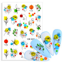 3D Nail Art Stickers Abstract Geometric Animal Panda Leaf Flower Face Nail Decal Manicure Decorations Supplies 2024 - buy cheap