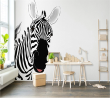 xuesu Customized 8d wallpaper 3d photo wall cute black and white striped zebra Nordic animal TV background wall 2024 - buy cheap