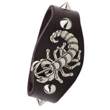 Pulseira de couro de escorpião, bracelete vintage gótico rock punk para homens e mulheres 2024 - compre barato