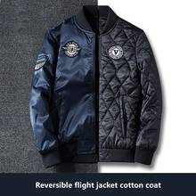 Chaqueta Bomber para hombre, ropa de vuelo de la Fuerza Aérea, uniforme de béisbol de gran tamaño, abrigo de algodón de doble cara 7XL, Otoño e Invierno 2024 - compra barato
