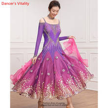 High-end National Standard Dance Racing Costume Embroidered Shine Diamond Dress Ballroom Modern Waltz Jazz Dancing Stage Outfits 2024 - buy cheap