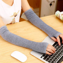 1 Pair Autumn Winter Women Long Arm Warmers Knitted Solid Arm Sleeve Solid Long Knitted Fingerless Gloves Clothing Accessories 2024 - buy cheap