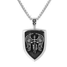 Vintage Religious Jewelry ARCHANGEL STMICHAEL PROTECT US Pendant Retro Holy Cross Angel Shield Men's Titanium Steel Necklaces 2024 - buy cheap