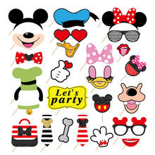 25Pcs Mouse Friends Photo Booth Props with Stick Mickey Theme Selfie Props Minnie Birthday Party Supplies Photography Backdrop 2024 - buy cheap