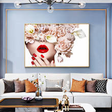 Modern Fashion Woman With Flower Oil Painting on Canvas Posters and Prints Scandinavian Wall Art Picture for living room 2024 - buy cheap