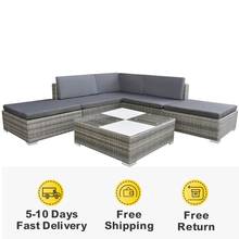 Rattan Sofa Set 6pcs Modern Garden Furniture Sets with Cushions Rattan Lounge Set  Outdoor Tables 2024 - buy cheap