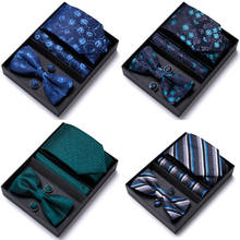 Corbata de lazo de mariposa para hombre, conjunto de gemelos cuadrados de bolsillo, conjunto de accesorios para traje, regalo de boda, fiesta de vacaciones 2024 - compra barato