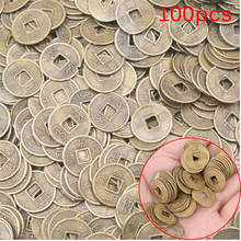 100Pcs Chinese Ancient Feng Shui Lucky Coin Dragon and Phoenix Antique Wealth Money Good Fortune Home Car Decor 10mm 2024 - buy cheap